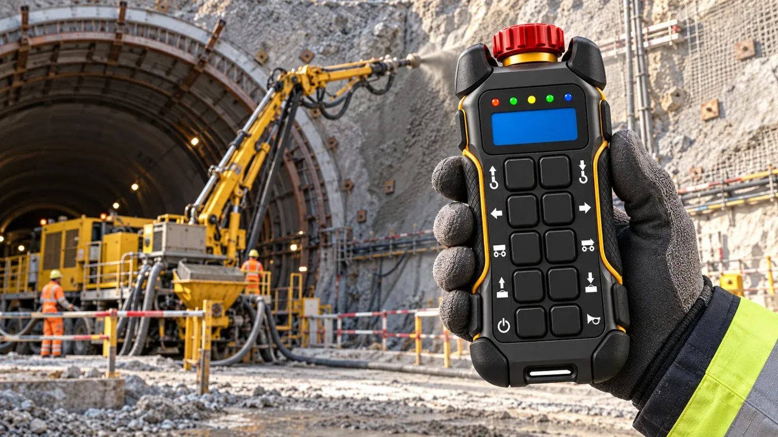 Operator using a remote in a tunnel